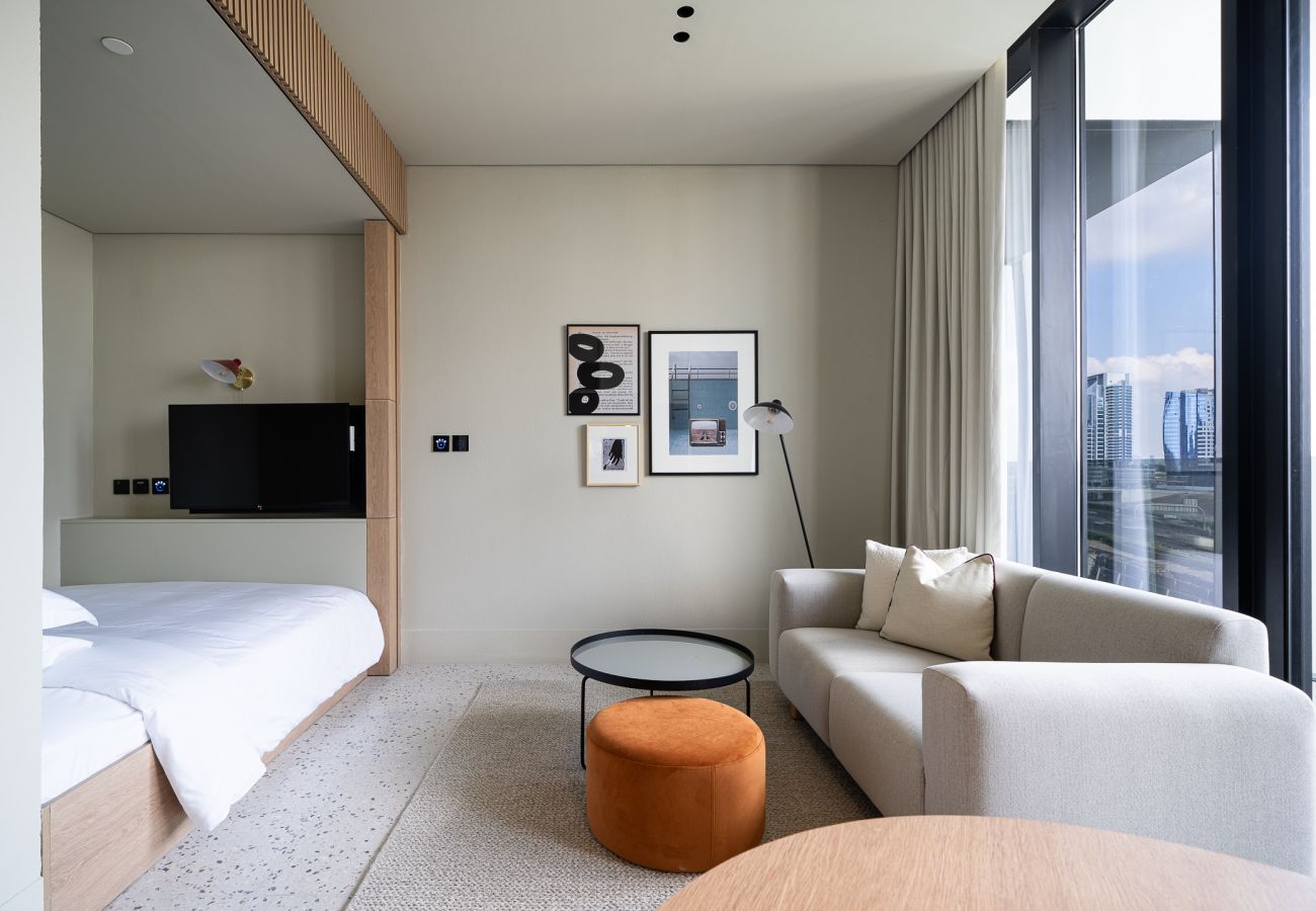 Studio in Dubai - Upside Living | Studio with view of Burj Khalifa